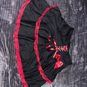 Elegant Black and Red Lace Skirt
